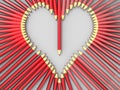 Heart made of pencils - 3D concept Royalty Free Stock Photo