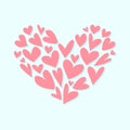 Heart made of little hearts. Valentine's day flat vector illustration Royalty Free Stock Photo