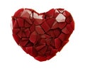 Heart made of plastic shards red color isolated on white background. 3d Royalty Free Stock Photo