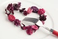 Heart made of potpourri - love meal Royalty Free Stock Photo