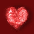 Heart made of powder explosion on red Royalty Free Stock Photo