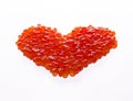 Heart made of red caviar