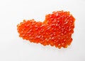 Heart made of red caviar