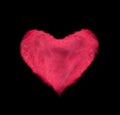 Heart made of red powder explosion on black Royalty Free Stock Photo