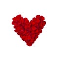 Heart made from red rose petals isolated on white background Royalty Free Stock Photo