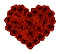 Heart made of red roses in photorealistic detailed style , clean vector for valentine s day or romantic event, for wedding