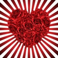 Heart made of red roses in photorealistic detailed style, clean vector on beams