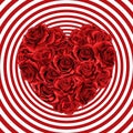 Heart made of red roses in photorealistic detailed style, clean vector on rounds