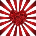 Heart made of red roses in photorealistic detailed style, clean vector on beams