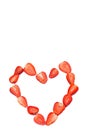 Heart made from red strawberries on a white background Royalty Free Stock Photo