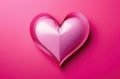 Heart made of ribbon on contrast pink background, Valentine\'s Day