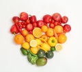 Heart made of ripe fruits and vegetables Royalty Free Stock Photo