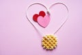 Heart made of rope decorated with a mini waffle