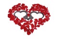 Heart made of roses with handcuffs inside Royalty Free Stock Photo