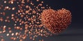 Heart made of small cubic particles flying away. Valentine`s day