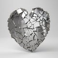 Heart made of small mirror pieces on light background. Broken heart, heartbroken, lovelorn, separation, divorce, trying