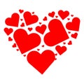 Heart made from small red hearts. Valentine\'s Day. Vector illustration Royalty Free Stock Photo