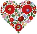 Heart made from traditional Hungarian embroidery pattern Royalty Free Stock Photo