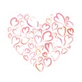 Heart made up of little hand drawn pink hearts