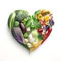 heart made of vegetables on white Royalty Free Stock Photo