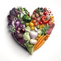 heart made of vegetables on white Royalty Free Stock Photo