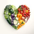 heart made of vegetables on white Royalty Free Stock Photo