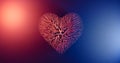 Heart made of veins or red wires connected. Valentine`s day and love