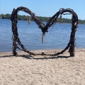 Heart made with vine at Lagoa do Cassange in Marau, Bahia.