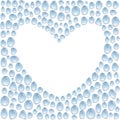 Heart made from water drops, love frame, heart frame, place for text, bounding box and border, vector Royalty Free Stock Photo