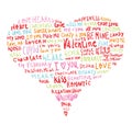 Heart made of words Love, vector illustration. Royalty Free Stock Photo