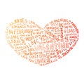 Heart made of words Love, vector illustration