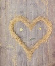 Heart made of yellow spruce needles