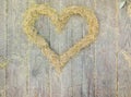 Heart made of yellow spruce needles