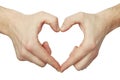 Heart maded from hands isolated on white background Royalty Free Stock Photo