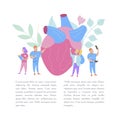 Human organ. Miniature doctors study and treat human organs. Vector concept of medical care.