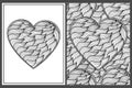 Heart mandala coloring pages set in US Letter format. Black and white love patterns