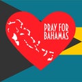 Heart, map and Pray for Bahamas. Support, donate, relief or help icon for volunteering work during Hurricane, floods and landfalls