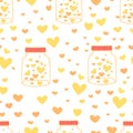 Heart in mason jars pattern background, Pattern with glass jar and heart inside, Love doodle style pattern, Gift wrapping paper