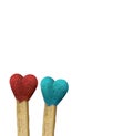 Heart matches near to each other love amor valentines day background isolated Royalty Free Stock Photo