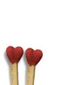 Heart matches near to each other love amor valentines day background isolated Royalty Free Stock Photo