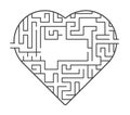 Heart maze illustration. find out of love concept. vector stock.