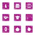 Heart measurement icons set, grunge style