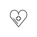 Heart with medical cross line icon Royalty Free Stock Photo