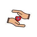 Heart medical and hand symbols. design vector