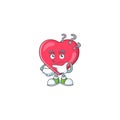 Heart medical notification mascot design concept having confuse gesture