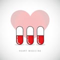 Heart medicine sign capsule pill