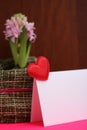 Heart message card soft focus