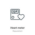 Heart meter outline vector icon. Thin line black heart meter icon, flat vector simple element illustration from editable