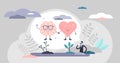 Heart mind connection scene vector illustration flat tiny persons concept. Royalty Free Stock Photo