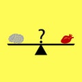 Heart or mind? Vector illustration of scales.